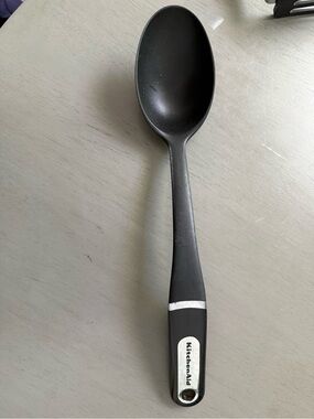 KitchenAid Black Nylon Cooking Spoon with Silver Accent